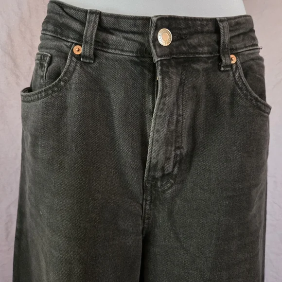H&M ~ Denim Wide Leg Jeans ~ Washed Black ~ Sz 10 - Picture 7 of 10